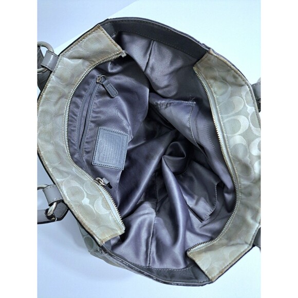 Coach Penelope Signature Jacquard Shoulder Bag Gray Silver F14694 Purse Handbag - Picture 12 of 13